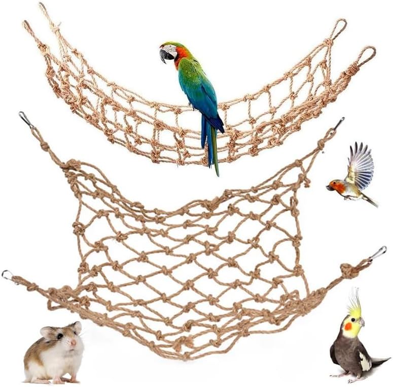 2 Packungen natürliches Vogelseilnetz, Papageienschaukel, Hängematte für Vögel, Papageien, Leiter, Ara, hängende Hängematte, Aktivitätsspielzeug für Ratten, Sittiche, Nymphensittiche, Kakadus, Sittiche, Afrikaner 2 Packungen natürliches Vogelseilnetz, Papageienschaukel, Hängematte für Vögel, Papageien, Leiter, Ara, hängende Hängematte, Aktivitätsspielzeug für Ratten, Sittiche, Nymphensittiche, Kakadus, Sittiche, Afrikaner